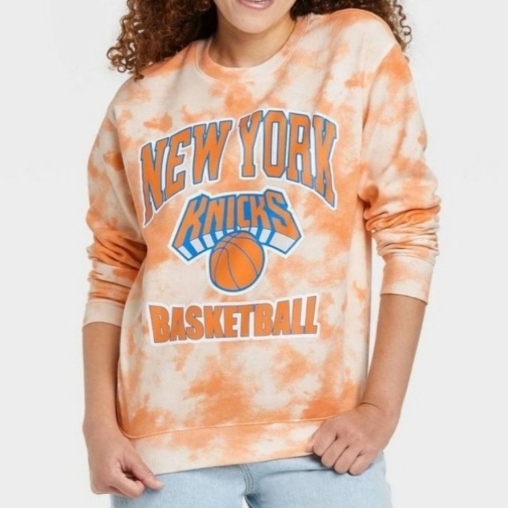 Hybrid Apparel Orange Tie-Dye New York Knicks Sweatshirt